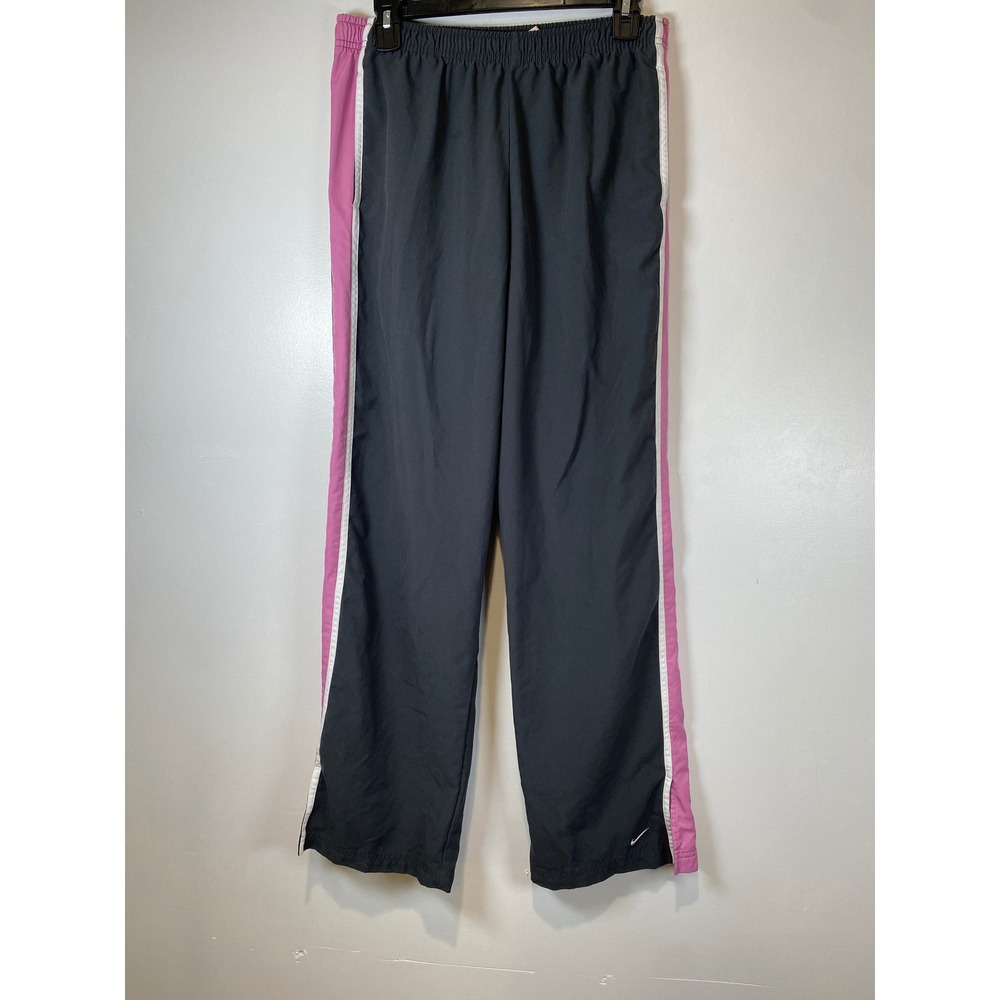 Nike Track Pants Athletic Training Warm Up Pants Gray Pink White Stripe M